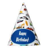 Little Boy Cars Vehicle Pattern Kind Happy Birthda Feesthoedjes (Voorkant)