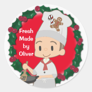 Little Boy Chef Christmas Ronde Sticker
