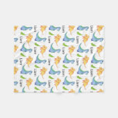 Little Boy Dinosaur Naam toevoegen Kinderkamer Sch Fleece Deken (Voorkant (Horizontaal))