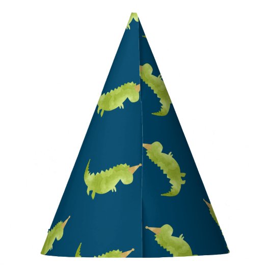 Little Boy Dinosaur Theme Dino Green and Navy Pet Feesthoedjes (Achterkant)