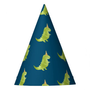 Little Boy Dinosaur Theme Dino Green and Navy Pet Feesthoedjes