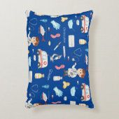 Little Boy Doctor Medical Pattern met Name, Blue Accent Kussen (Voorkant(Verticaal))