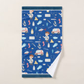Little Boy Doctor Motif Médicale avec nom, bleu (Serviette à main)