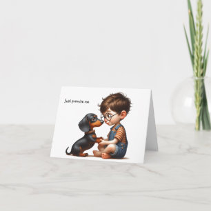 Little Boy en Dachshund Kaart
