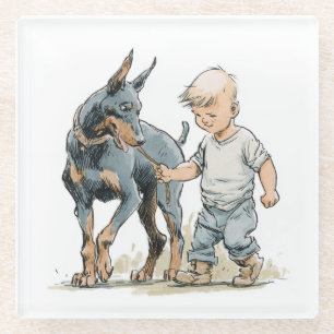 Little Boy en Dobermann Beste Vrienden Onderzetter