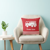 Little Boy Fire Truck met Name Red en White Kussen (Stoel)