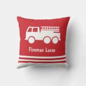 Little Boy Fire Truck met Name Red en White Kussen (Achterkant)