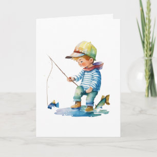 Little Boy Gevist illustratie Verjaardag Kaart