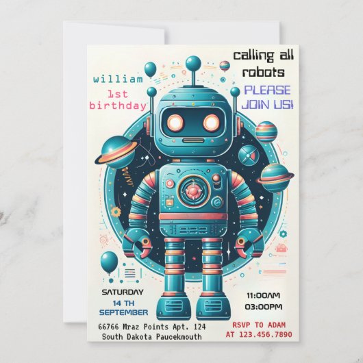 Little Boy Leuke Speelgoed Grappige Robot Eerste 1 Kaart (Voorkant)