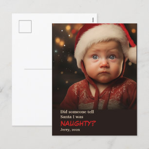 Little Boy Naughty List Fun Photo Carte Postale