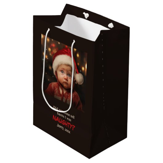 Little Boy Naughty List Leuke Kerst Medium Cadeauzakje (Voorkant Gekanteld)