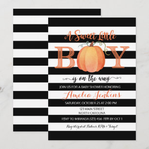 Little Boy Pumpkin Herfst Baby shower Invitation Kaart