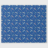 Little Boy Racing Car Waterverf Pattern on Blue Cadeaupapier (Vlak)