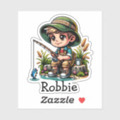 Little Boy Vist Cartoon gepersonaliseerd Sticker (Vel)