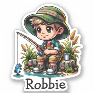 Little Boy Vist Cartoon gepersonaliseerd Sticker