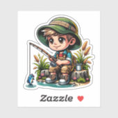 Little Boy Vist Cartoon Sticker (Vel)