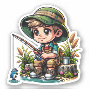 Little Boy Vist Cartoon Sticker