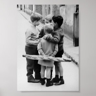 Little Boys Meeting, Zwart-wit kunst Poster