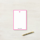 Little Bright Pink Bird & Border op wit Post-it® Notes (Op bureau)