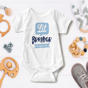 Little Brother Baby Notice Name & Monogram Romper