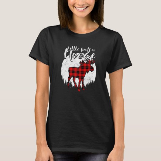 Little Brother Moose Red Plaid Buffalo Matching Fa T-shirt (Voorkant)