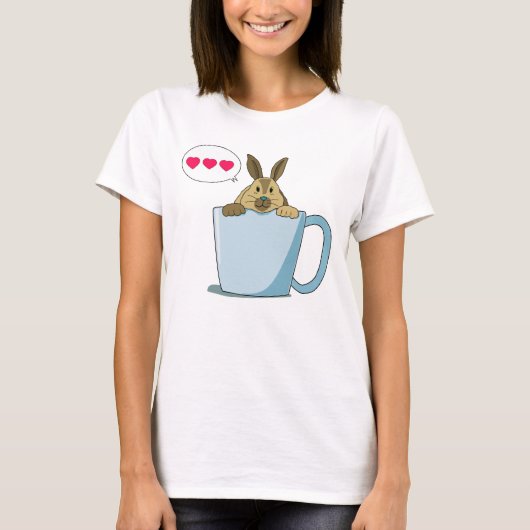 Little Brown bunny say " Hi " T-shirt (Voorkant)