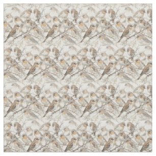 Little Brown Sparrow Bird Collage Stof