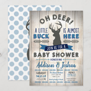 Little Buck Deer Baby shower Invitation Kaart
