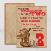 Little Buckaroo Two, Western 2nd Birthday Kaart (Voorkant / Achterkant)