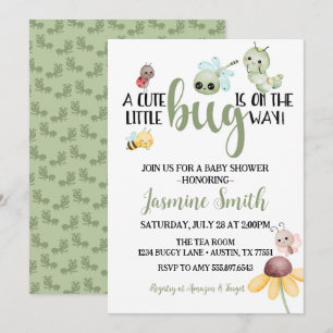 Little Bug Baby shower Insect Caterpillar Kaart