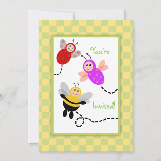 Little Bugs Ladybug, Bumble Bee, Butterfly Party Kaart (Voorkant)