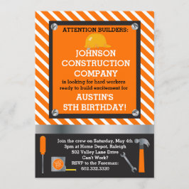 Little Builder Construction & Tools Birthday Party Kaart