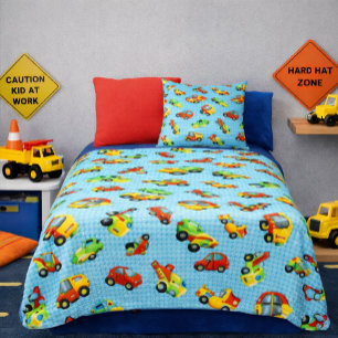 Little Builder Kleurrijke Auto's & Bouwtrucks Fleece Deken