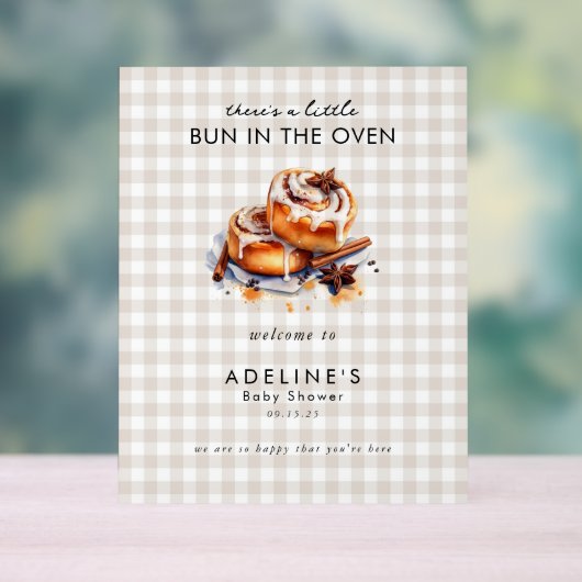 Little Bun in the Oven Baby Shower Welcome Sign Acryl Bord (Neutraal)