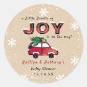 Little Bundle of Joy | KerstBaby shower Ronde Sticker (Voorkant)