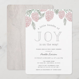 Little Bundle of Joy Pink Pine Cone Baby shower Kaart