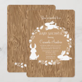 Little Bunnies Brown Uitnodiging (Voorkant / Achterkant)