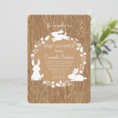 Little Bunnies Brown Uitnodiging (Staand voorkant)