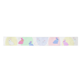 Little bunnies pink, rose, white on satin ribbon s lint