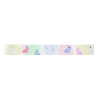 Little bunnies pink, rose, white on satin ribbon s lint