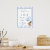 Little Bunny Blue 1st Birthday Welcome Sign Poster (Keuken)