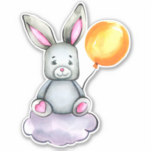 Little Bunny Cute Animal Oranje Grey Sticker