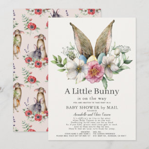 Little Bunny Ear Floral Pink Baby shower by Mail Kaart