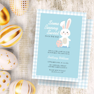 Little Bunny Easter Checkered Baby shower Kaart