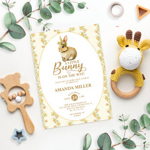 Little Bunny Floral Boho Baby shower Kaart