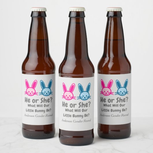 Little Bunny Gender onthulling Bier Etiket (Flessen)