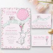 Little Bunny met Balloon Cute Girl Baby shower Kaart