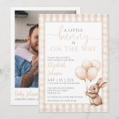 Little Bunny Neutral Baby shower Foto QR-code Kaart (Voorkant / Achterkant)