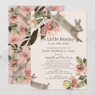 Little Bunny Pink Floral Girl Baby shower per Mail Kaart
