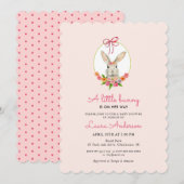 Little Bunny Pink Girl Baby shower Kaart (Voorkant / Achterkant)